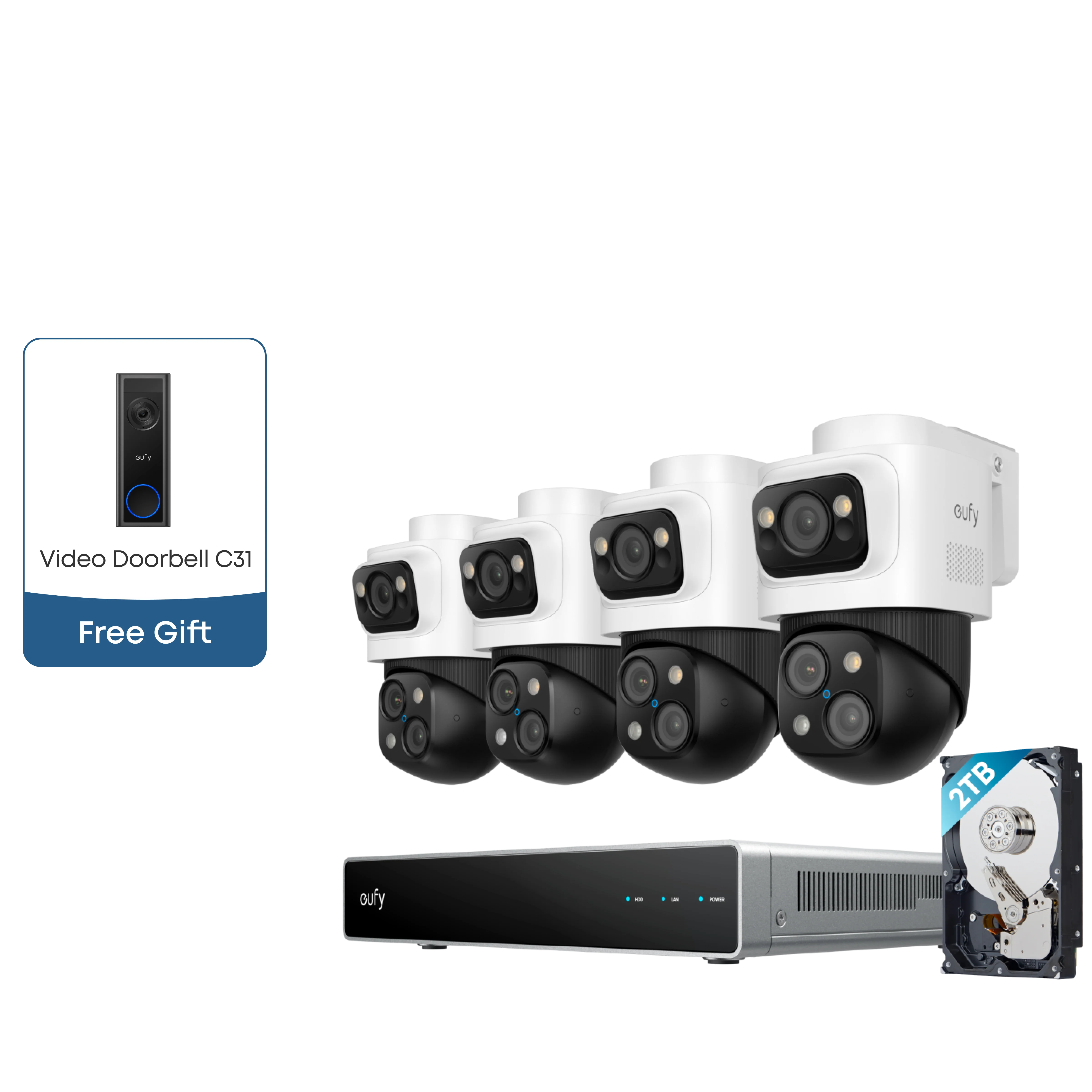 eufy PoE NVR Security System S4 Max + eufy Video Doorbell C31